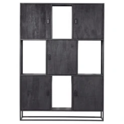 Giga Meubel Wandkast 5-deurs - Zwart Mangohout - 150x40x210 - Jenny