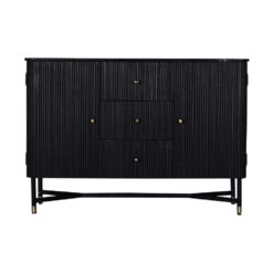 Giga Meubel Dressoir Zwart Met Marmer - Japandi Style - 120x38x85cm -VIDAL Salle De Bain Winkel 1000044463 0102