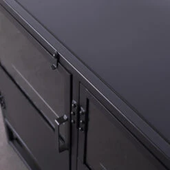 Giga Meubel Dressoir Zwart - IJzer - Glas - 140x40x80cm - Urban -VIDAL Salle De Bain Winkel 1000046088 0102