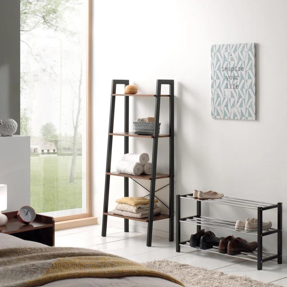 ACAZA Verzamelrek Voor 12 Paar Schoenen, Metaal, Zwart 2 ACAZA Verzamelrek Voor 12 Paar Schoenen, Metaal, Zwart - Afbeelding 2