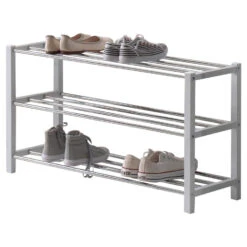 ACAZA Schoenenrek Voor 12 Paar Schoenen, 3 Niveaus, Gebroken Wit, Grijs