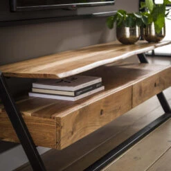 Giga Meubel Tv Meubel Massief Acaciahout - Metalen Frame - Kast Lean -VIDAL Salle De Bain Winkel 1000051986 0103