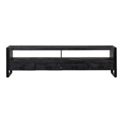 TV Meubel Fresno Black 220cm - Mangohout - Zwart - Rechthoekig -VIDAL Salle De Bain Winkel 1000052245 0102