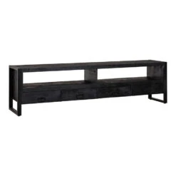 TV Meubel Fresno Black 220cm - Mangohout - Zwart - Rechthoekig -VIDAL Salle De Bain Winkel 1000052245 0103