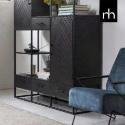 Vakkenkast SiennaXL 160cmx200cmcm - Mangohout - Zwart - Rechthoekig -VIDAL Salle De Bain Winkel 1000052252 0102