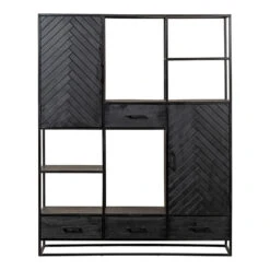 Vakkenkast SiennaXL 160cmx200cmcm - Mangohout - Zwart - Rechthoekig -VIDAL Salle De Bain Winkel 1000052252 0103