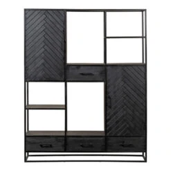 Vakkenkast SiennaXL 160cmx200cmcm - Mangohout - Zwart - Rechthoekig
