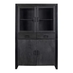 Vitrinekast Jersy Black - Mangohout - Zwart - Rechthoekig -VIDAL Salle De Bain Winkel 1000052256 0102