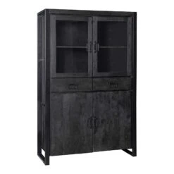 Vitrinekast Jersy Black - Mangohout - Zwart - Rechthoekig -VIDAL Salle De Bain Winkel 1000052256 0103