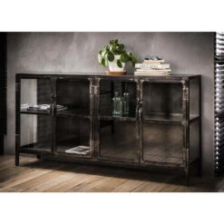 Giga Meubel Dressoir Zwart - Metaal - 4-Deurs - Kast Rift Metal -VIDAL Salle De Bain Winkel 1000052584 0102