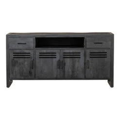Dressoir Henderson Black 180cm - Mangohout - Zwart - Rechthoekig