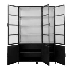 Giga Meubel Vitrinekast Zwart/Wit - Metaal - 150x50x230cm - Kast Lott -VIDAL Salle De Bain Winkel 1000054110 0103