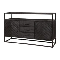 Dressoir Toronto Black 145x90cm - Mangohout - Zwart - Rechthoekig -VIDAL Salle De Bain Winkel 1000054615 0102