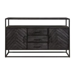 Dressoir Toronto Black 145x90cm - Mangohout - Zwart - Rechthoekig -VIDAL Salle De Bain Winkel 1000054615 0103