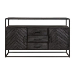 Dressoir Toronto Black 145x90cm - Mangohout - Zwart - Rechthoekig