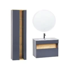 Beliani Badkamerkast Met Spiegel FIGUERES - Grijs Mdf