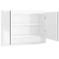 VidaXL Badkamerkast Met Spiegel 80x15x60 Cm MDF Glanzend Wit