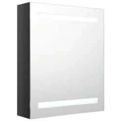 VidaXL Badkamerkast Met Spiegel En LED 50x14x60 Cm Glanzend Zwart