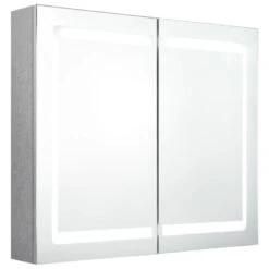 VidaXL Badkamerkast Met Spiegel En LED 80x12x68 Cm Betongrijs