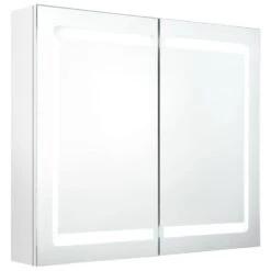 VidaXL Badkamerkast Met Spiegel En LED 80x12x68 Cm Glanzend Wit