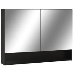 VidaXL Badkamerspiegelkast LED 80x15x60 Cm MDF Zwart