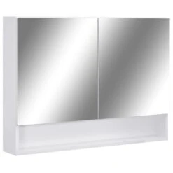 VidaXL Badkamerspiegelkast LED 80x15x60 Cm MDF Wit
