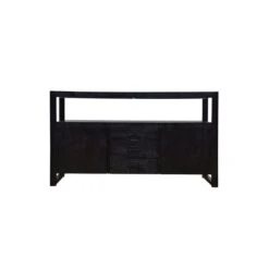 Dressoir Pittsburgh Black 140cm Met 3 Lades En 2 Deuren - Mangohout - Zwart -VIDAL Salle De Bain Winkel 1000057612 0102