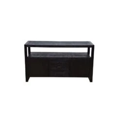 Dressoir Pittsburgh Black 140cm Met 3 Lades En 2 Deuren - Mangohout - Zwart -VIDAL Salle De Bain Winkel 1000057612 0103