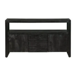 Dressoir Pittsburgh Black 140cm Met 3 Lades En 2 Deuren - Mangohout - Zwart