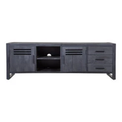 TV Meubel Henderson Black 180cm - Mangohout - Zwart - Rechthoekig