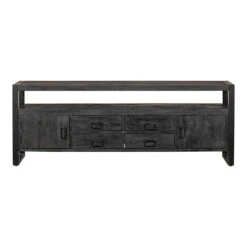 TV Meubel Seattle Black 220cm - Mangohout - Zwart - Rechthoekig -VIDAL Salle De Bain Winkel 1000058081 0102