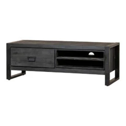 TV Meubel Stockton Black 130cm - Mangohout - Zwart - Rechthoekig -VIDAL Salle De Bain Winkel 1000058317 0103