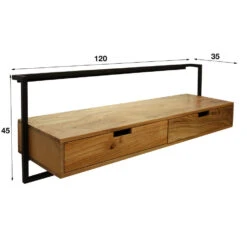 Industrieel TV-meubel Zwevend Naomi Acaciahout 2 Lades 120x120x45 Cm Hout -VIDAL Salle De Bain Winkel 1000061235 0102