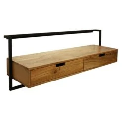 Industrieel TV-meubel Zwevend Naomi Acaciahout 2 Lades 120x120x45 Cm Hout