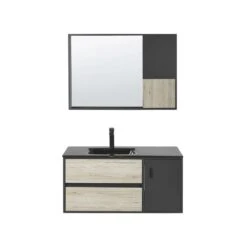 Beliani Badkamerkast Met Spiegel TERUEL - Lichte Houtkleur Mdf -VIDAL Salle De Bain Winkel 1000062344 0103