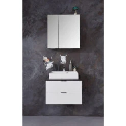Hioshop Spiegelkast ConceptOne Mdf - 2 Deurs - Grijs -VIDAL Salle De Bain Winkel 1000062629 0111