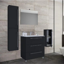 Hioshop Badkamer Schubo Mdf - 60 Cm - Zwart -VIDAL Salle De Bain Winkel 1000062762 0110