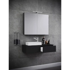 Hioshop Spiegelkast Gudas Mdf - Spiegel - Zwart -VIDAL Salle De Bain Winkel 1000062772 0110