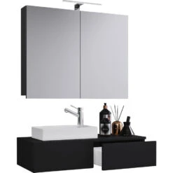 Hioshop Spiegelkast Gudas Mdf - Spiegel - Zwart