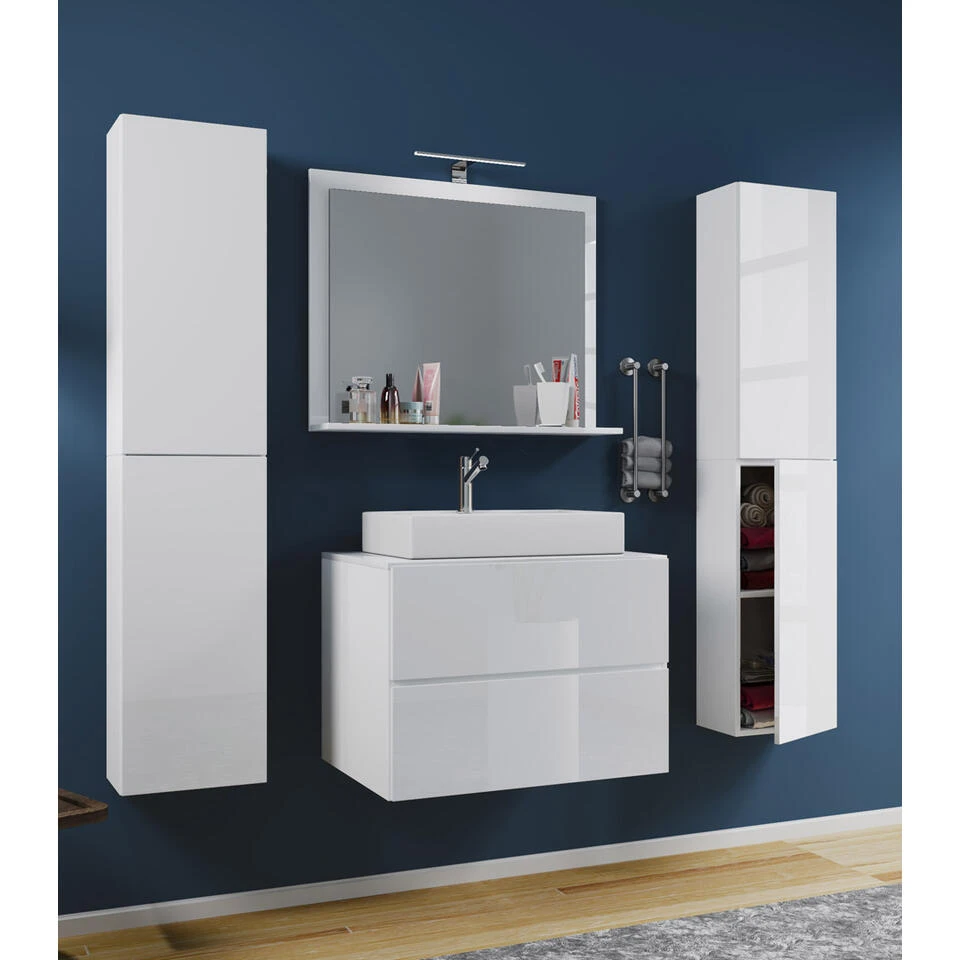 Hioshop Badkamer LendasXL Mdf - 80 Cm - Wit 2 Hioshop Badkamer LendasXL Mdf - 80 Cm - Wit - Afbeelding 2