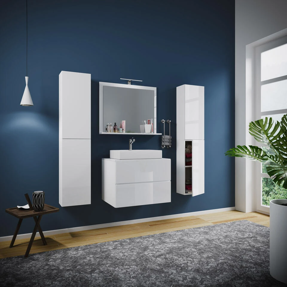 Hioshop Badkamer LendasXL Mdf - 80 Cm - Wit 3 Hioshop Badkamer LendasXL Mdf - 80 Cm - Wit - Afbeelding 3