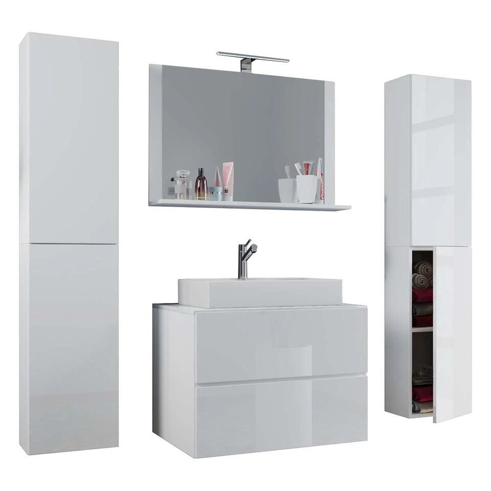 Hioshop Badkamer LendasXL Mdf - 80 Cm - Wit 1 Hioshop Badkamer LendasXL Mdf - 80 Cm - Wit