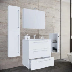 Hioshop Badkamer Schubo Mdf - 80 Cm - Wit -VIDAL Salle De Bain Winkel 1000062820 0110