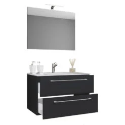 Hioshop Badkamer Spiegel Badinos Mdf - 60 Cm - Zwart