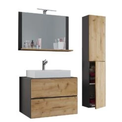 Hioshop Badkamer LendasL Mdf - 80 Cm - Bruin