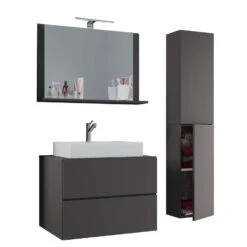 Hioshop Badkamer LendasL Badkamer Mdf - 80 Cm - Antraciet