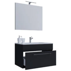 Hioshop Badkamer Spiegel Nywo Mdf - 80 Cm - Zwart