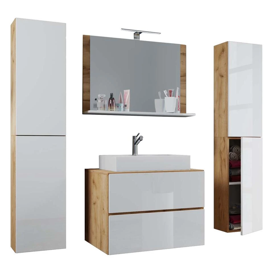 Hioshop Badkamer LendasXL Mdf - 80 Cm - Bruin 1 Hioshop Badkamer LendasXL Mdf - 80 Cm - Bruin
