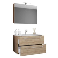 Hioshop Spiegelkast Badinos Mdf - 60 Cm - Eiken