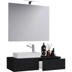 Hioshop Spiegel Gudas Mdf - Spiegel - Zwart